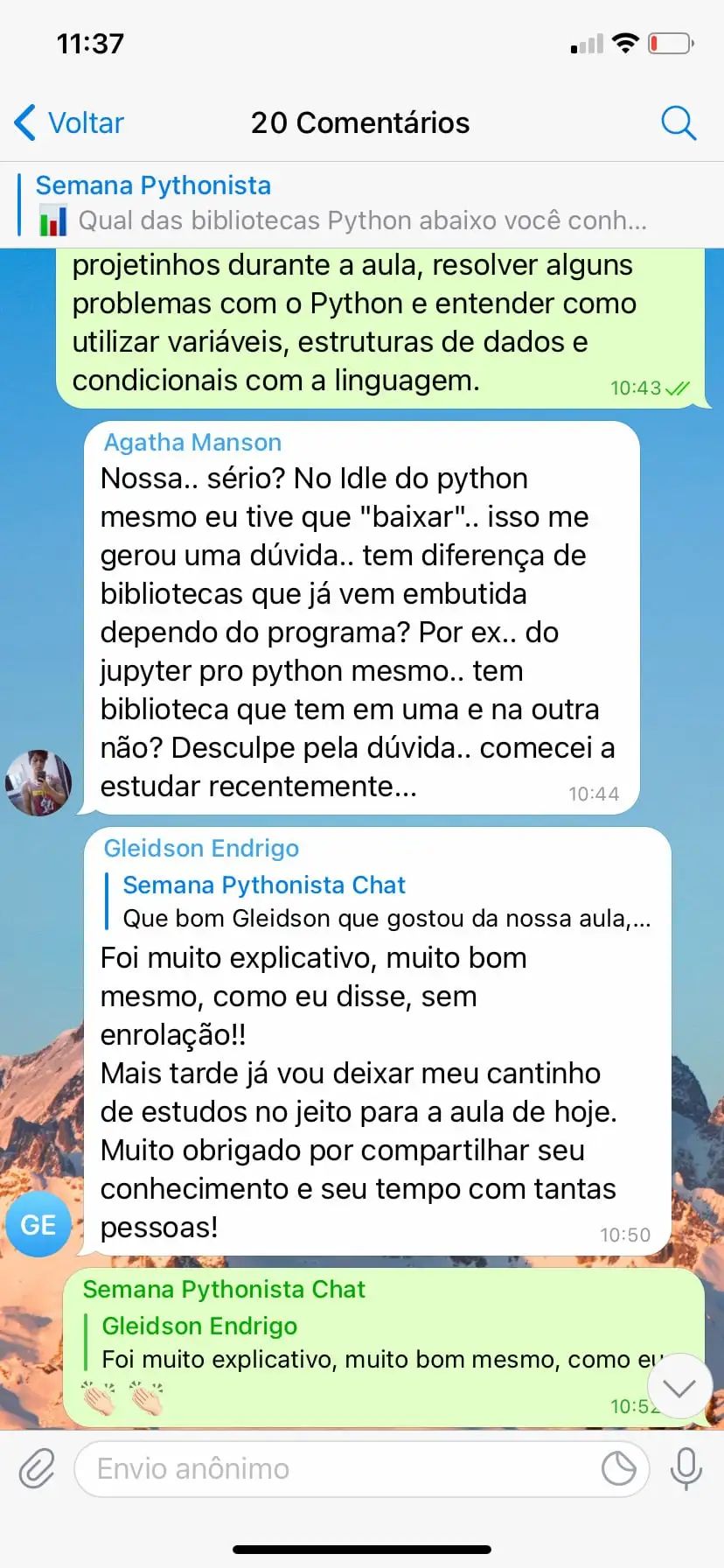 Depoimento de aluno 7