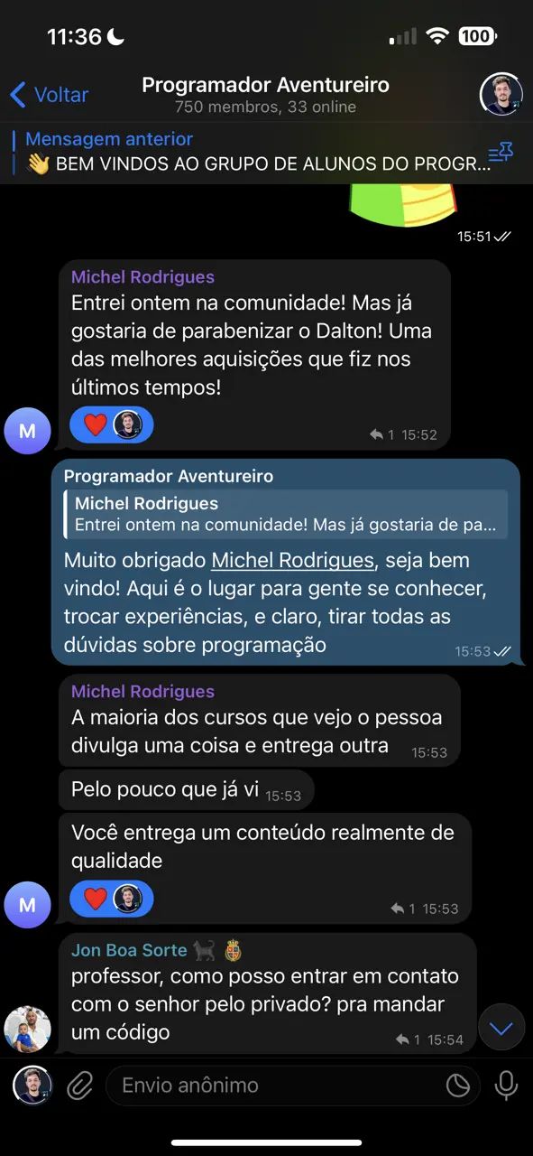 Depoimento de aluno 3