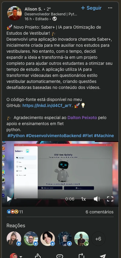 Depoimento de aluno 1