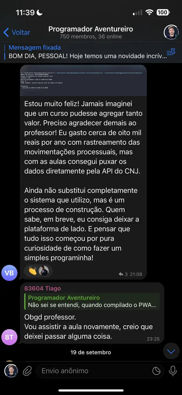 Depoimento de aluno 9